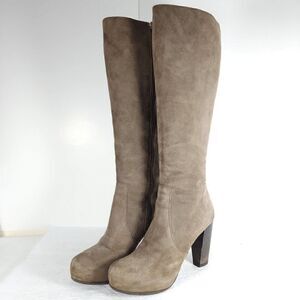 Fratelli Rossetti Women's US6-6,5 EU37 Suede Taupe Zipper Tall Heeled Boots